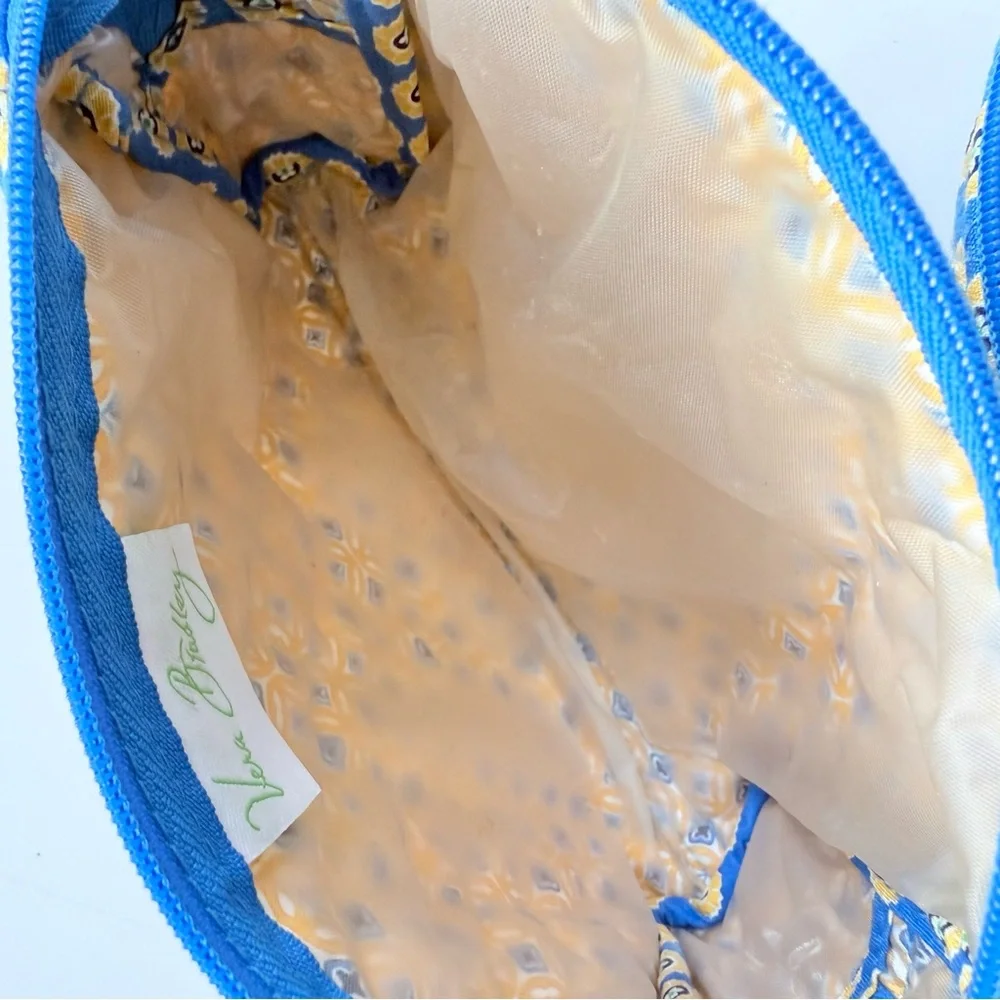 Vera Bradley Set of Two Retired Riviera Blue & Yellow Quilted Cosmetic Bags